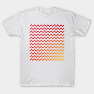 Chevron Stripes Warm Red Orange and Yellow Gradient T-Shirt